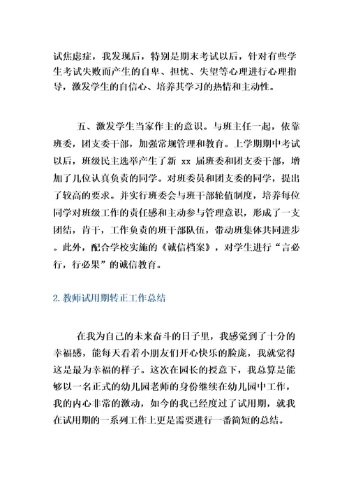 教师试用期转正工作总结(5篇)