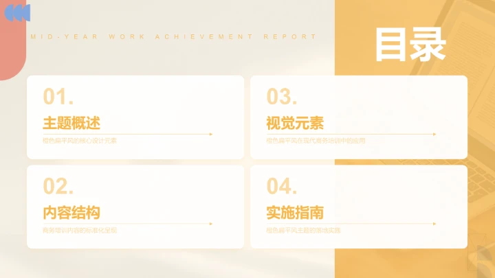 橙色扁平风通用行业PPT模板