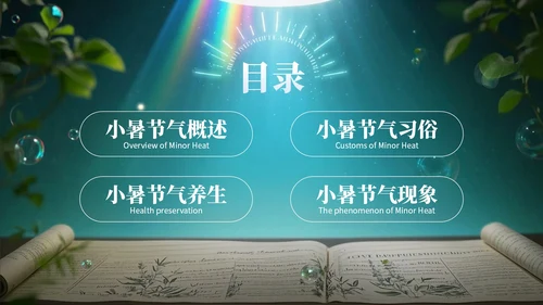 绿色创意风小暑节气讲解节气知识PPT模板