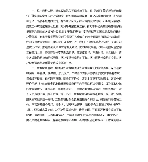 在巡视组进驻工作动员会上的表态发言