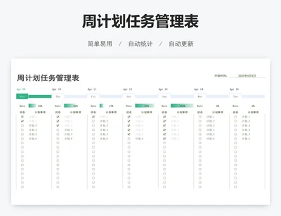 周计划任务管理表