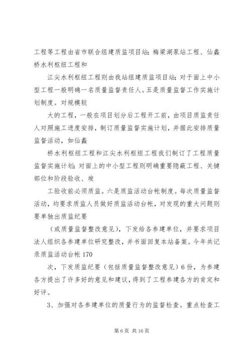 水利基建工程质量监督站20XX年总结及XX年计划打算.docx