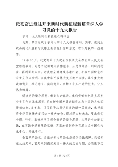 砥砺奋进继往开来新时代新征程新篇章深入学习党的十九大报告 (3).docx