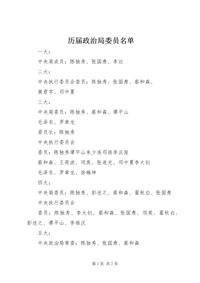 历届政治局委员名单.docx