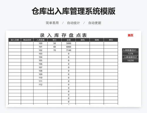 仓库出入库管理系统模版