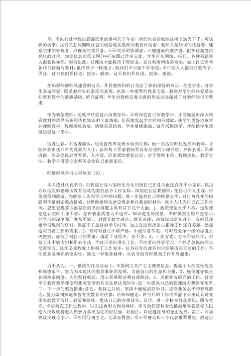 师德师风学习心得体会20篇