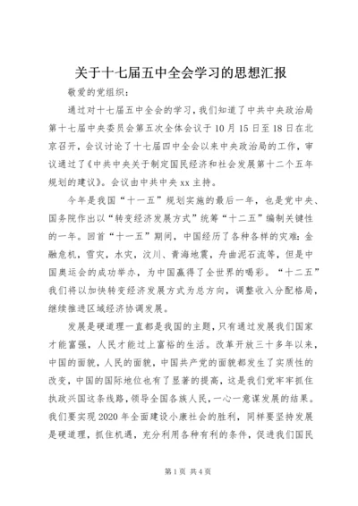 关于十七届五中全会学习的思想汇报.docx