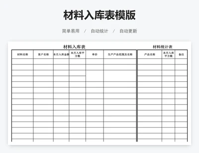 材料入库表模版