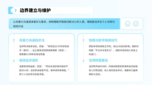蓝色卡通风反对职场PUA宣传PPT