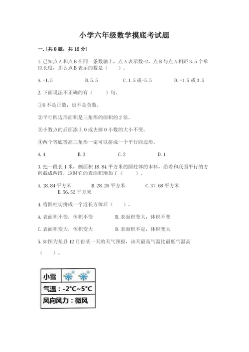 小学六年级数学摸底考试题精品【夺分金卷】.docx