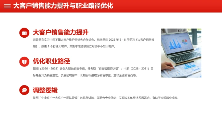 红色简约工商管理专业大学生职业生涯规划发展展示PPT模版