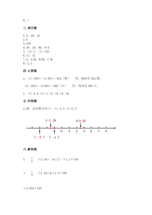 苏教版六年级下册数学期末测试卷含答案（突破训练）.docx