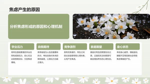 绿色小清新高考生考前焦虑应对方法PPT模板