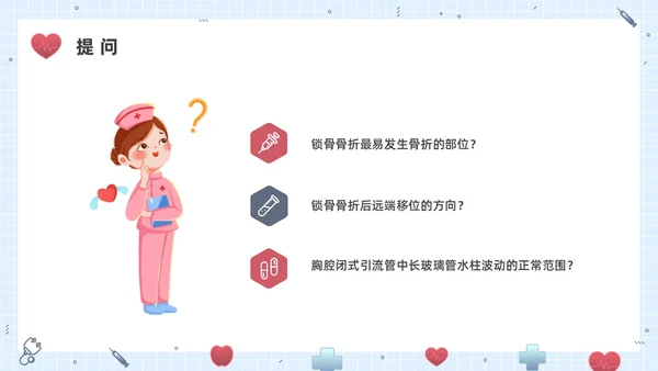 彩色水彩插画锁骨骨折护理查房企业培训PPT课件