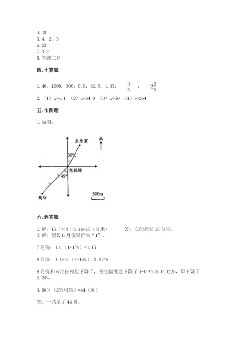 小学六年级下册数学期末卷附参考答案（基础题）.docx