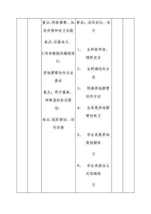 小学五年级体育课教学设计