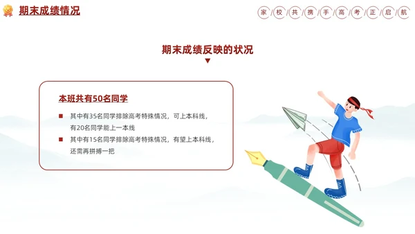 水墨插画风高三期末家长会高考冲刺家长会PPT