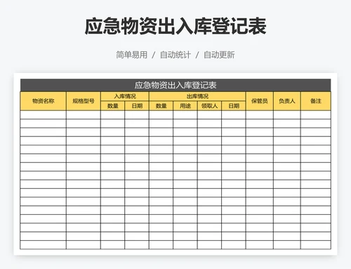 应急物资出入库登记表