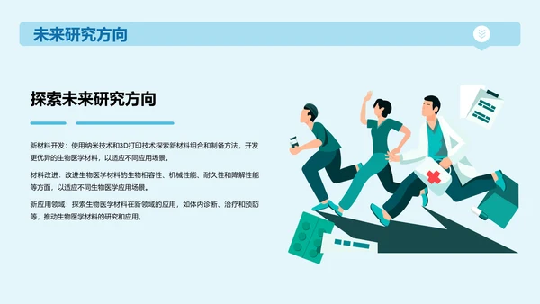 蓝色插画生物医学研究答辩PPT模板