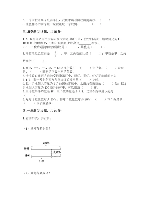 甘德县六年级下册数学期末测试卷（模拟题）.docx