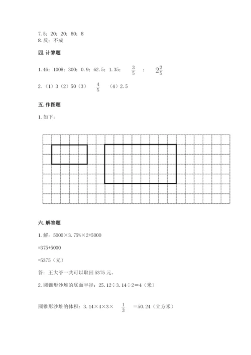 人教版六年级下册数学期末测试卷含答案【实用】.docx