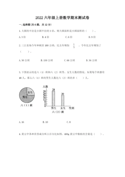 2022六年级上册数学期末测试卷附参考答案【能力提升】.docx