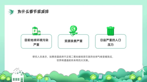 绿色水彩剪纸节能减排培训PPT课件节能宣传周