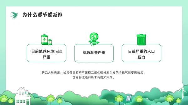 绿色水彩剪纸节能减排培训PPT课件节能宣传周