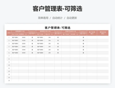 客户管理表-可筛选