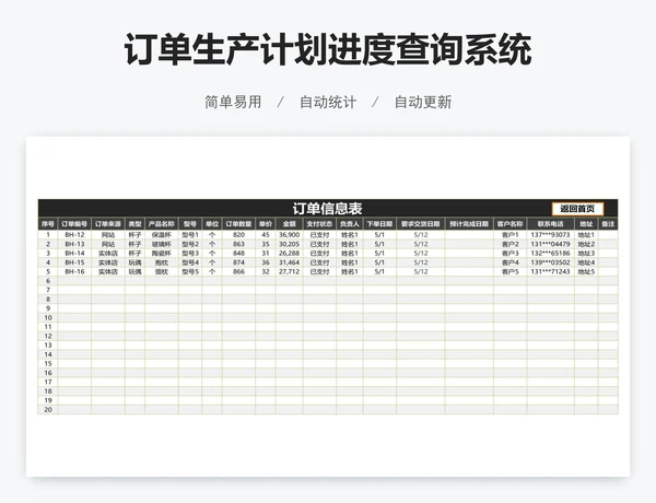 订单生产计划进度查询系统