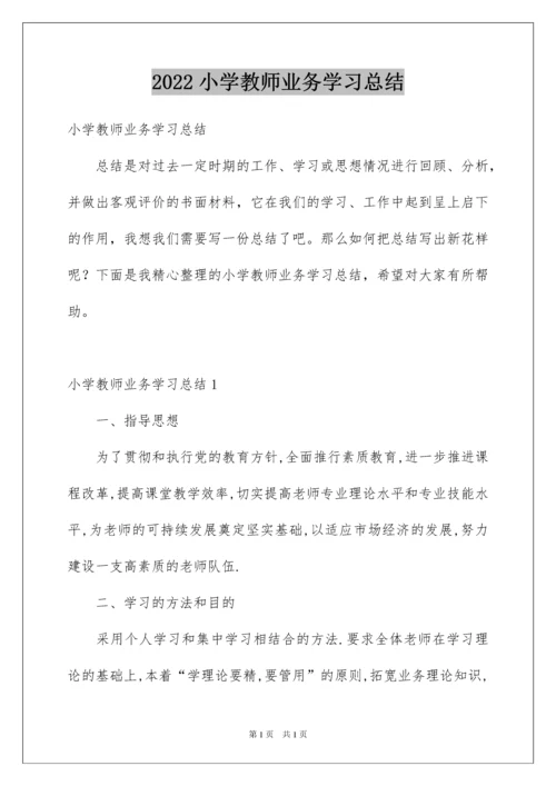 2022小学教师业务学习总结.docx