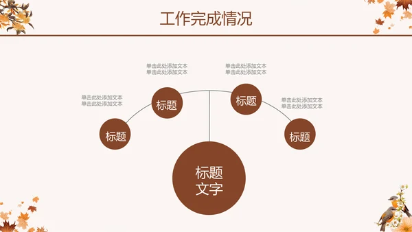 玫瑰金秋季枫叶季度汇报通用PPT模板