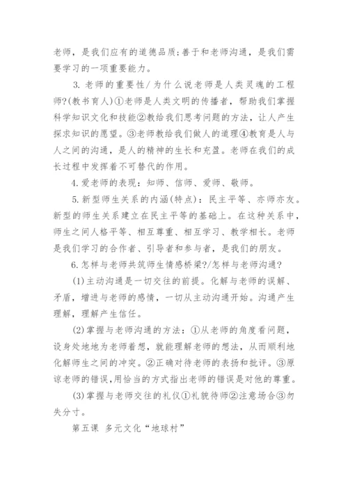 八年级上册政治思维导图及复习纲要.docx