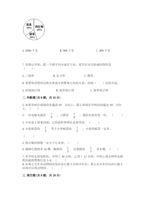 人教版六年级上册数学期末测试卷精品（名师系列）.docx