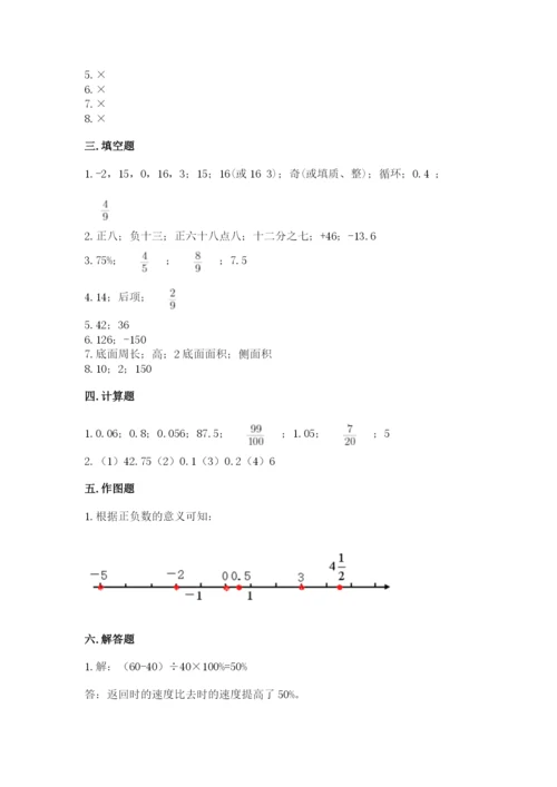 冀教版小学六年级下册数学期末综合素养测试卷及完整答案（夺冠）.docx