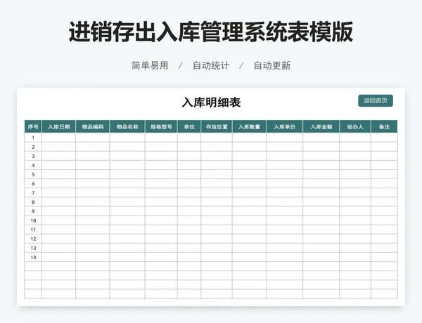 进销存出入库管理系统表模版