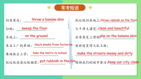 Unit 6 Keep our city clean 复习课件（知识梳理+典例精练）(共25张PPT