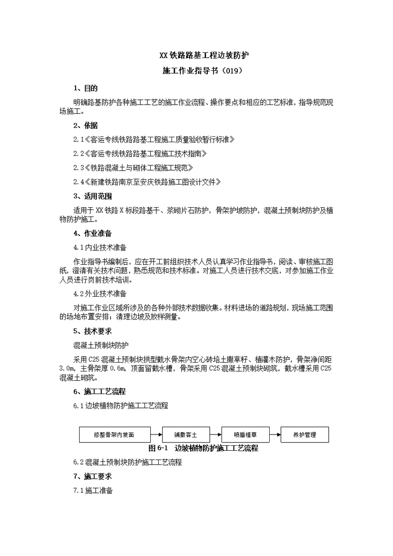 铁路路基工程边坡防护施工作业指导书
