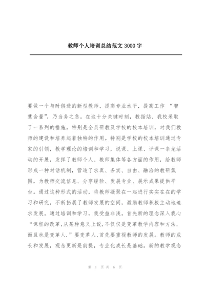 教师个人培训总结范文3000字.docx