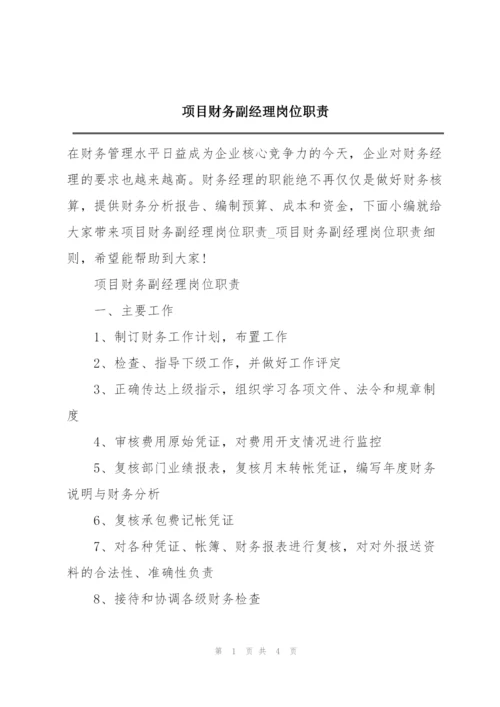 项目财务副经理岗位职责.docx