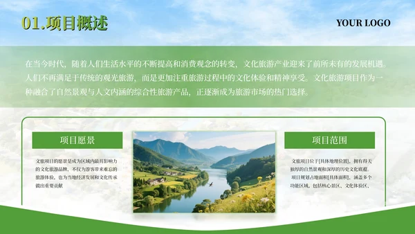 绿色文旅行业商业计划书PPT模板