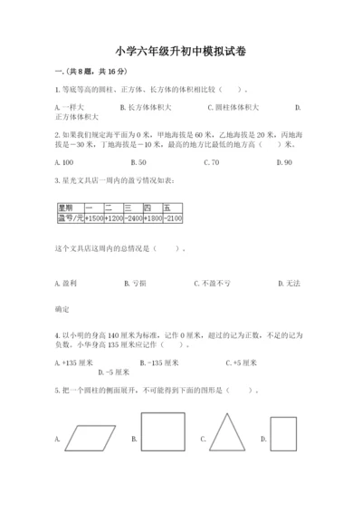 小学六年级升初中模拟试卷【夺冠】.docx