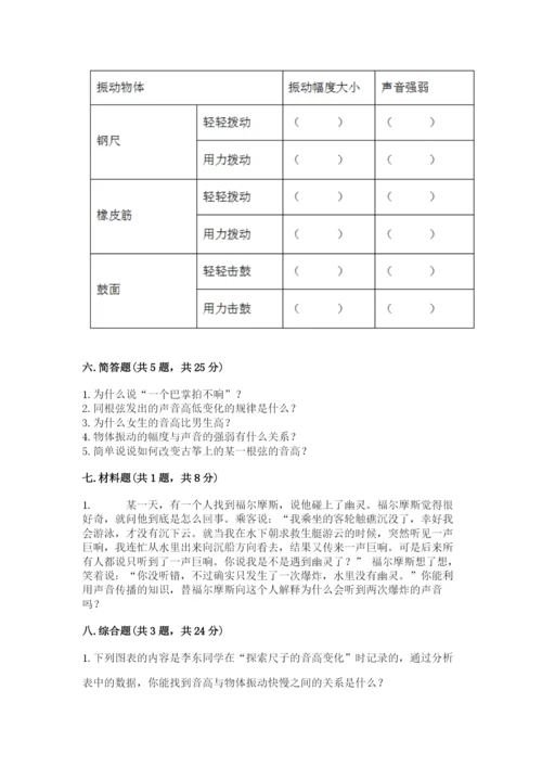 教科版科学四年级上册第一单元声音测试卷（模拟题）.docx