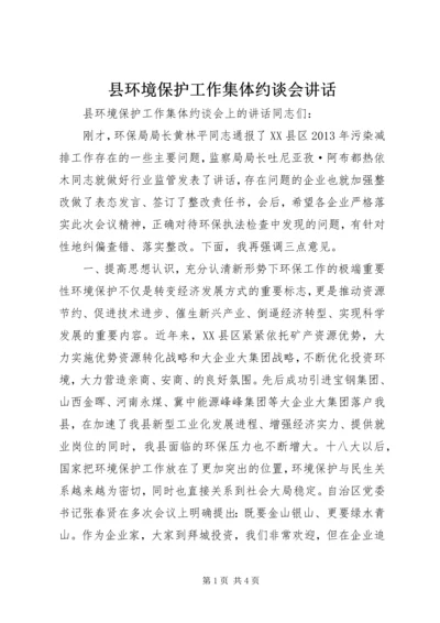 县环境保护工作集体约谈会讲话.docx