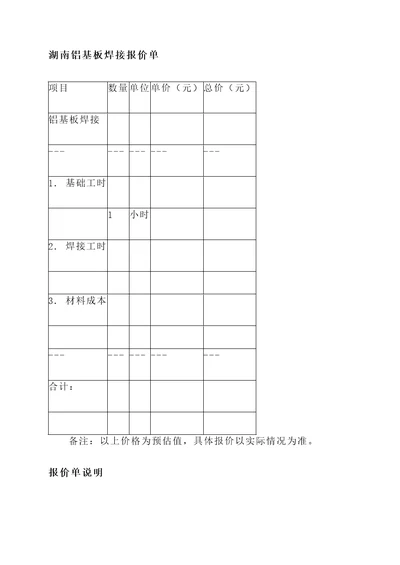 湖南铝基板焊接报价单