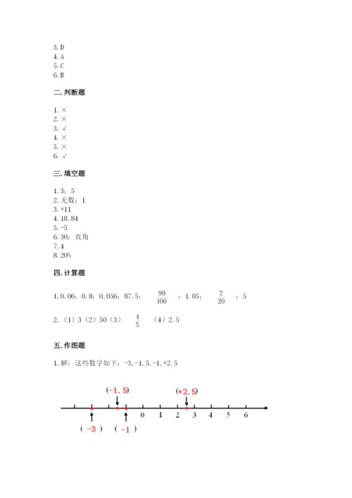 芜湖县六年级下册数学期末测试卷（基础题）.docx
