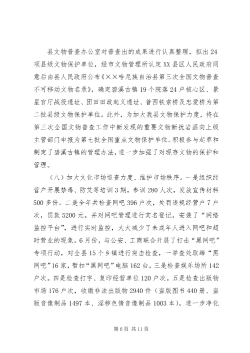 文化体育局工作总结及XX年工作计划（文化工作）.docx