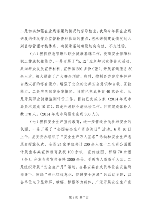 县安监局上半年工作报告.docx