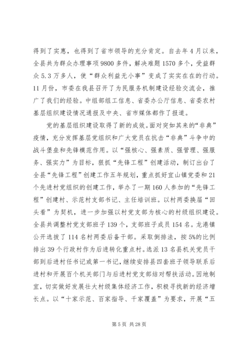 县党的组织工作主持会讲话.docx