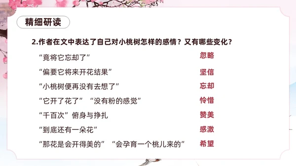 粉色一颗小桃树古风课文七年级语文下册课件PPT模板七年级七年级下册语文课件